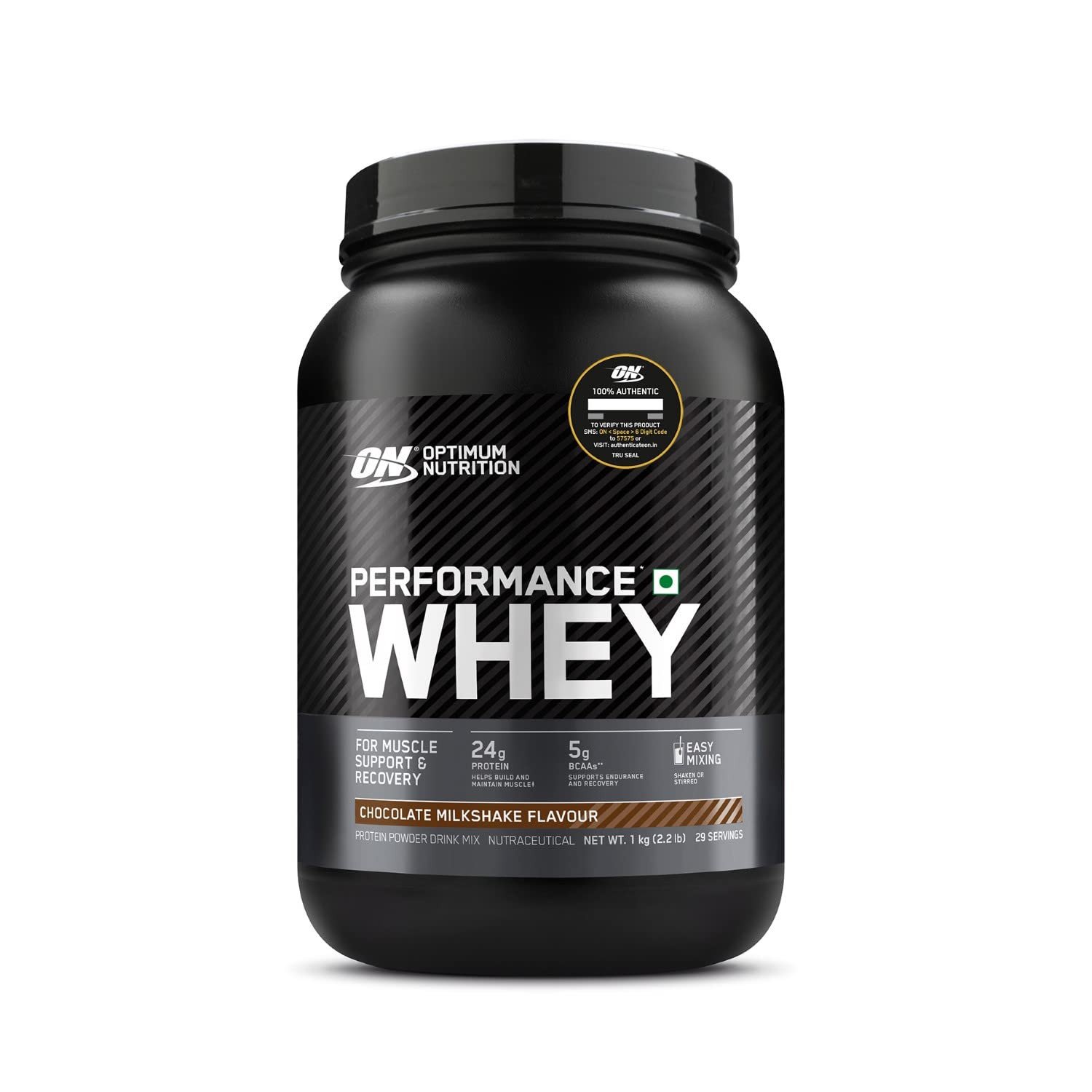 Maximize Your Workouts with Optimum Nutrition Performance Whey Protein Powder, 24g Protein, 5g BCAA (Chocolate Milkshake) 1Kg